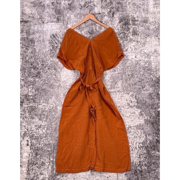 Anthropologie Jumpsuit Medium Womens Corey Lynn Calter Orange Cupro Wide Leg - Picture 3 of 9